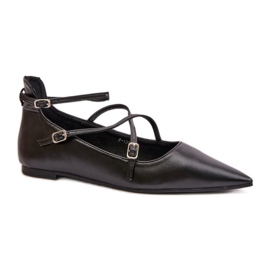 Ballerines femme en éco-cuir à bout pointu, Noir