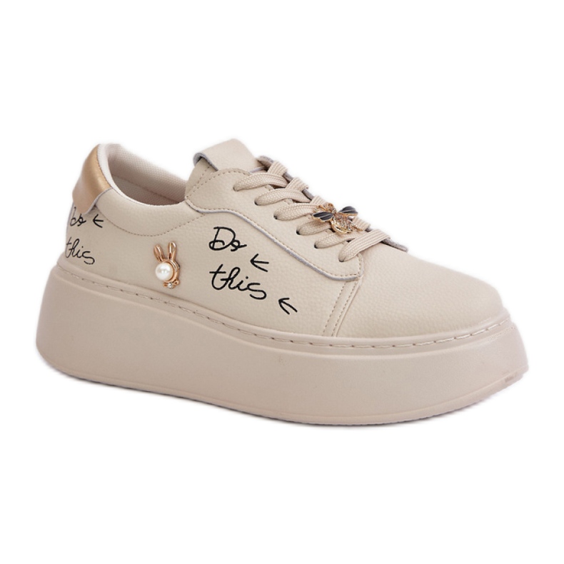 Vinceza Baskets pour femmes en cuir naturel Beige