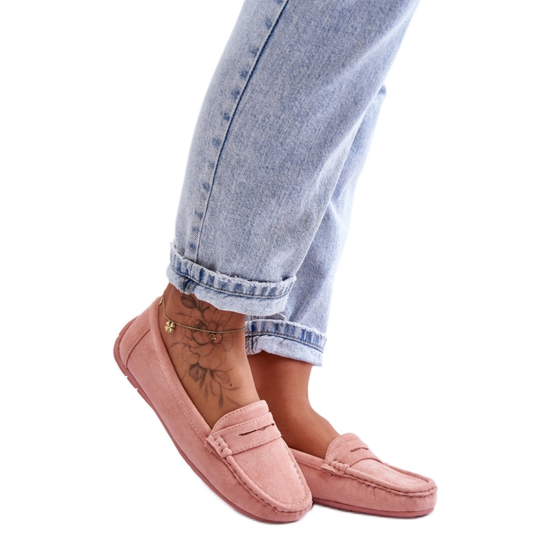 Mocassins classiques femme rose clair