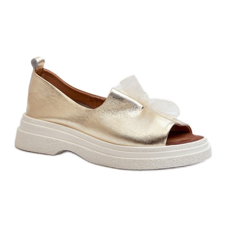 Sandales femme Zazoo Gold en cuir naturel d'or
