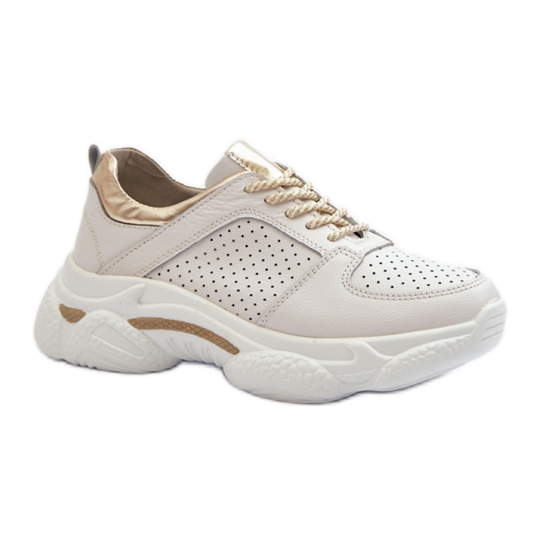 Baskets légères femme BLANC/Doré blanche