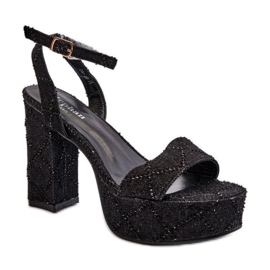 Sandales pour femmes à la mode en matière textile noir
