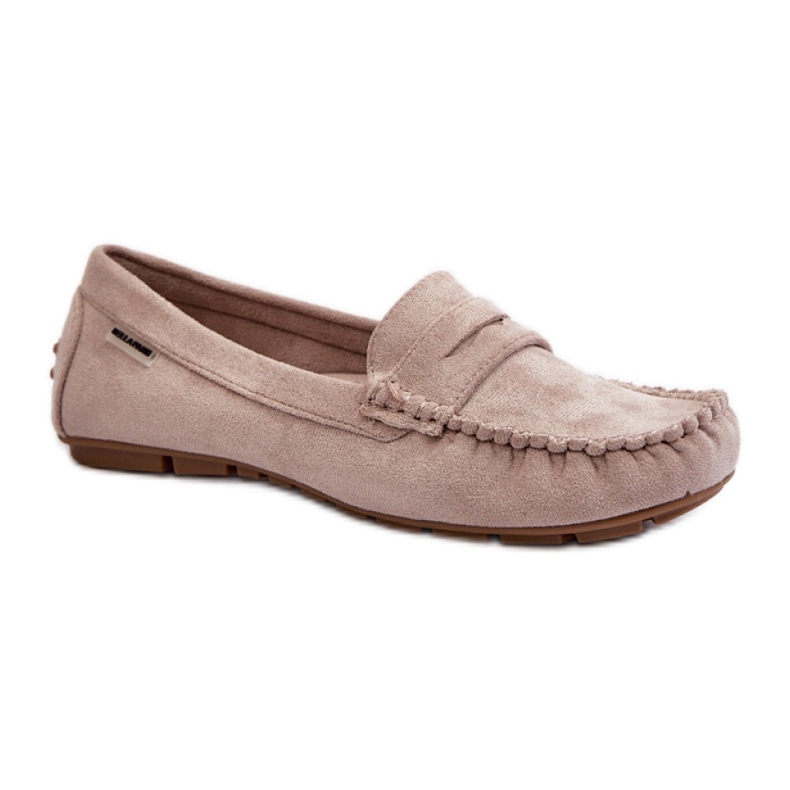 Mocassins classiques pour femmes en suède écologique beige