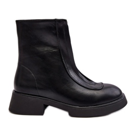 Bottines noires à talon plat pour femme