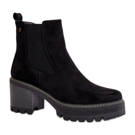 Bottes en daim à fond épais pour femmes, noir