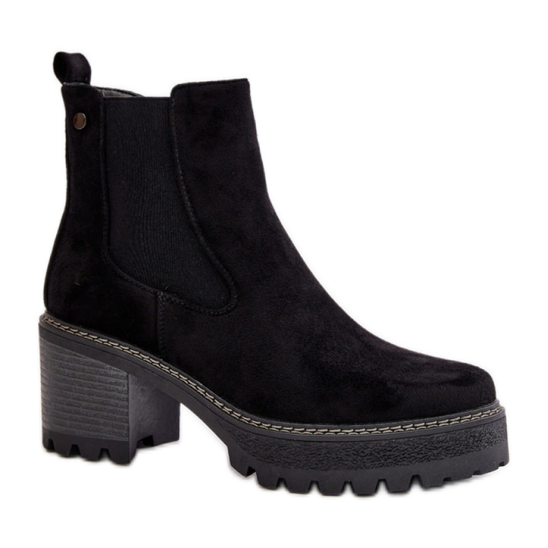 Bottes en daim à fond épais pour femmes, noir le noir