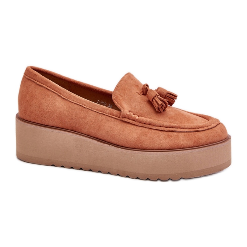 Mocassins pour femmes en éco-daim sur plateforme orange Mocassins pour femmes en éco-daim sur plateforme orange
