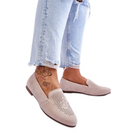 Mocassins femme en daim beige Mocassins femme en daim beige