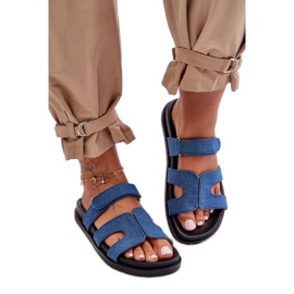 Tongs textile femme bleu foncé