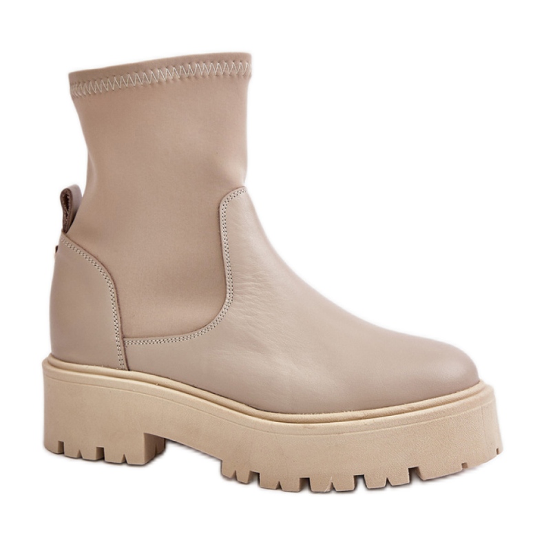 Bottines en cuir Zazoo Modèle Beige