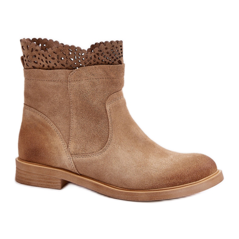 Bottines Modèle Lewski Daim/Dentelle Beige
