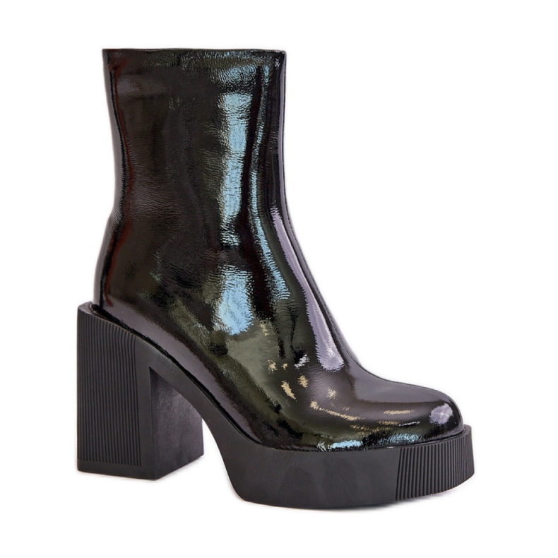 Bottines vernies à talon massif le noir