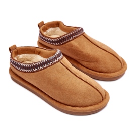 Chaussons en fourrure de chameau brun