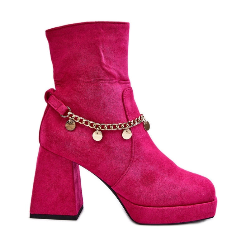 Bottines en daim à talon plus épais, fuchsia rose