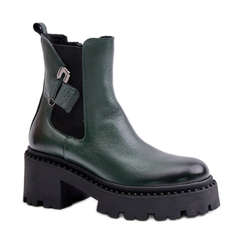 Modèle Zazoo Boots vert foncé le noir
