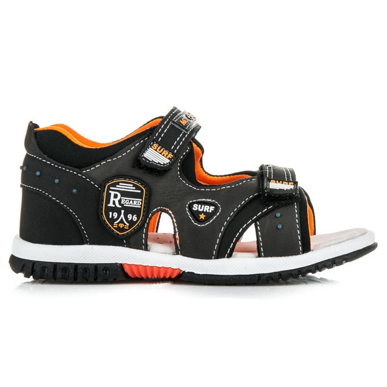 American Club Chaussures d'été avec velcro le noir