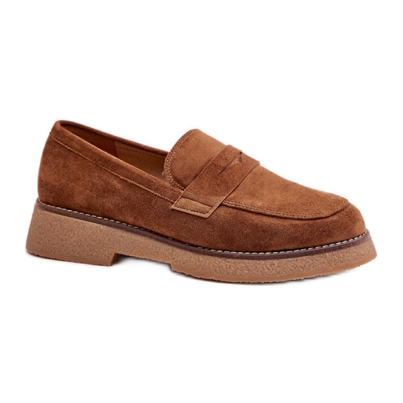 Mocassins pour femmes en Eco-daim C-528, marron brun