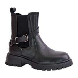 Sergio Leone TR719-S Bottines Chelsea femme avec boucle, noir