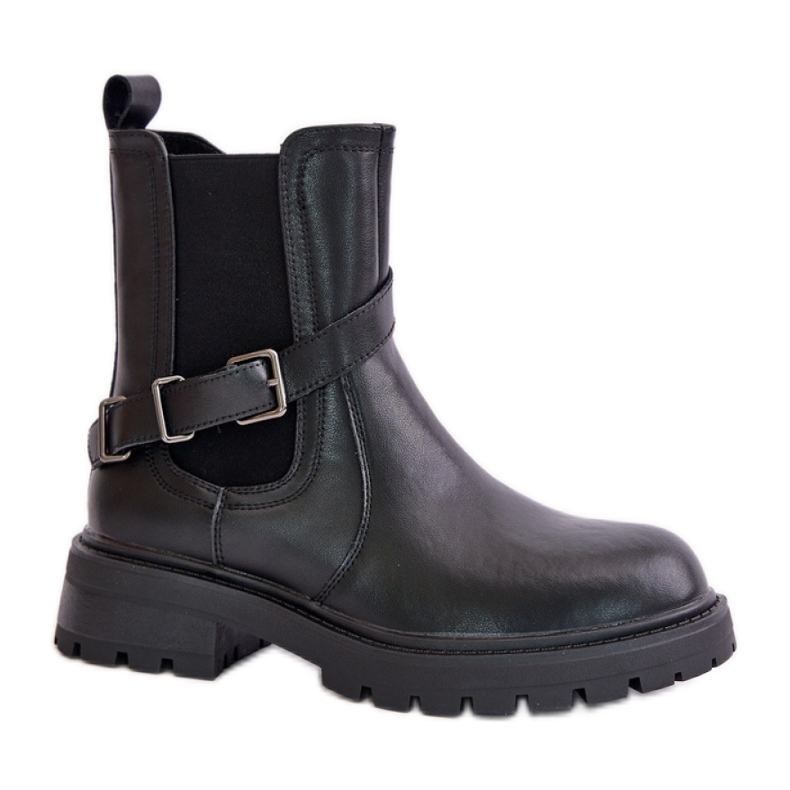Sergio Leone TR719-S Bottines Chelsea femme avec boucle, noir le noir