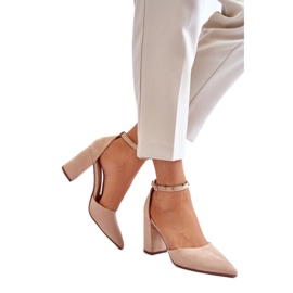 Escarpins pour femmes en éco-daim QA203P, beige
