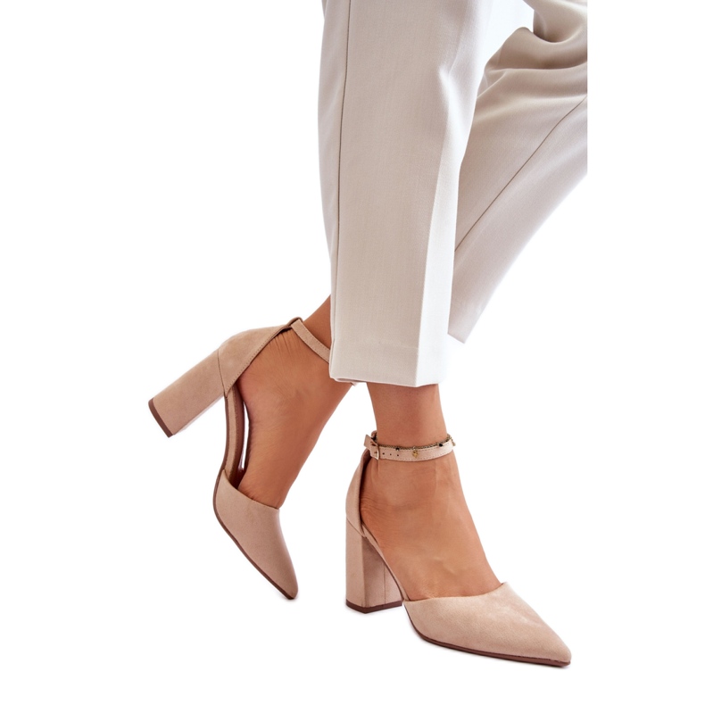 Escarpins pour femmes en éco-daim QA203P, beige