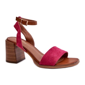 Sandales pour femmes en éco-daim 24SD35-7082, rose Sandales pour femmes en éco-daim 24SD35-7082, rose
