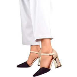 Sandales pour femmes 8338-268B beige et noir