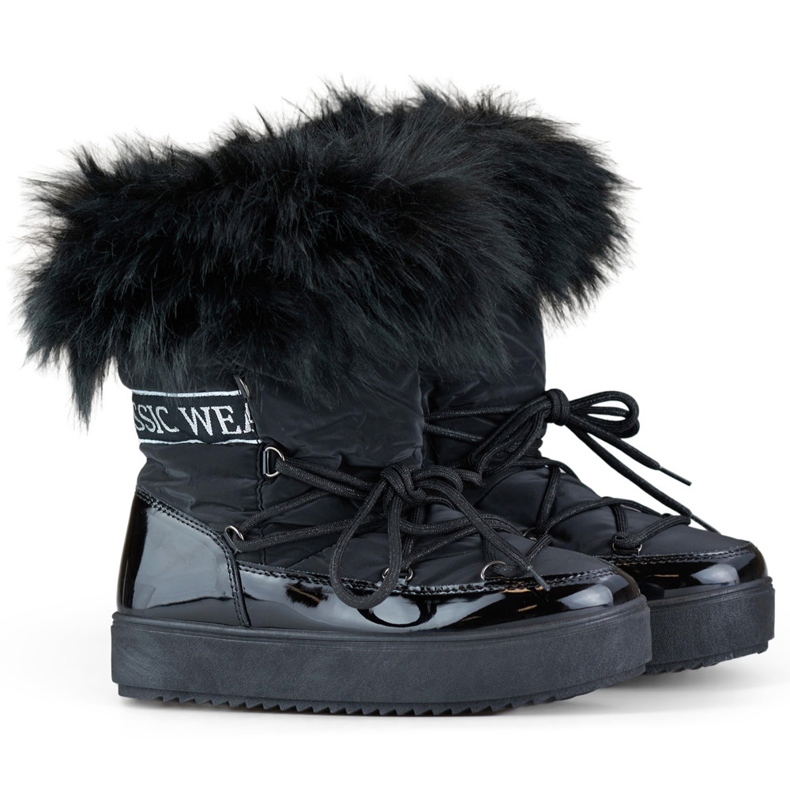 Bottes de neige avec fourrure Modèle 5705-1B, noir le noir