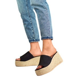 Tongs compensées hautes 7237B noir