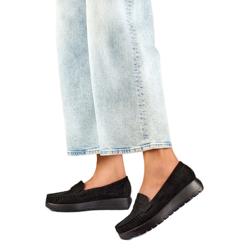 Mocassins à plateforme pour femmes 24-21338B noir le noir