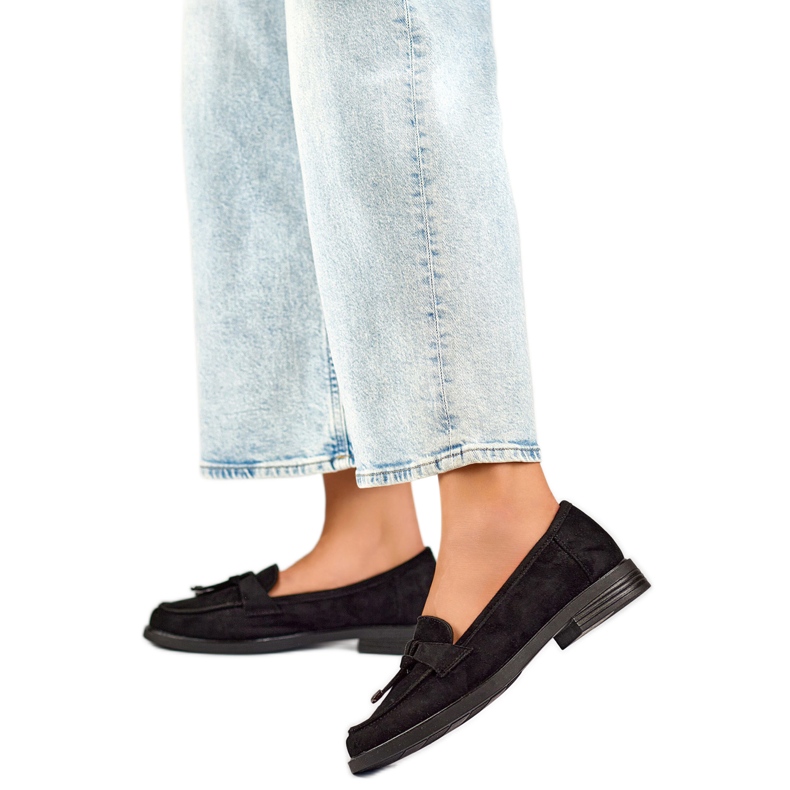 Chaussures pour femmes avec nœud 24-12369B le noir