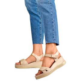 Sandales compensées pour femmes YQ-125GO, beige