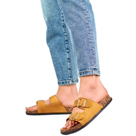 Tongs pour femmes en éco-daim 98-179C camel brun