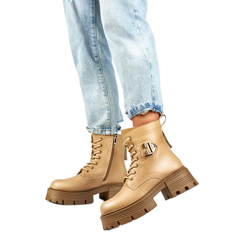 Bottes en cuir pour femmes GD-TL55BE, beige