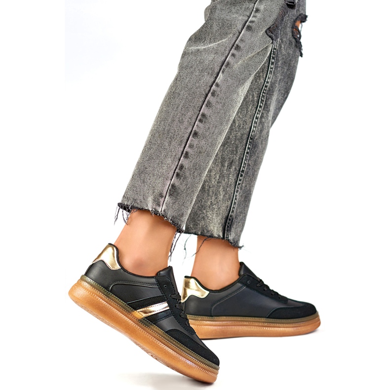 Chaussures de sport femme A185B, noires et beiges le noir