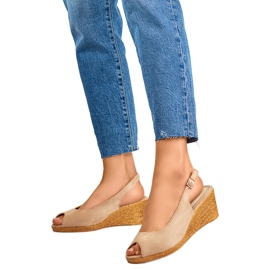 Sandales compensées pour femmes GD-FL653BE, beige