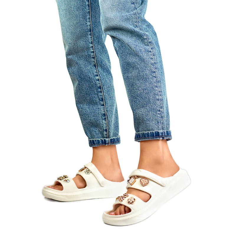 Sandales Femme Décorées JHC3071W blanc blanche Sandales Femme Décorées JHC3071W blanc blanche