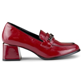 Chaussures laquées avec chaîne GD-FL470BUR, bordeaux rouge