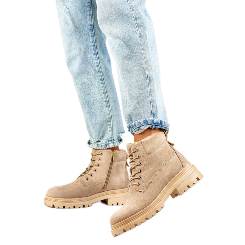 Trappeurs fourrés pour femme A5201-39BE, beige