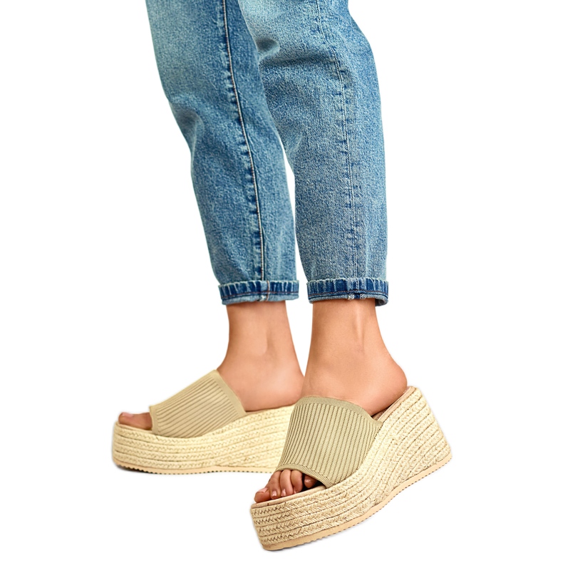 Sandales compensées femme 7237GO or jaune