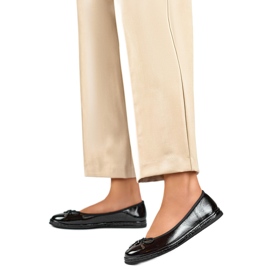 Ballerines Femme avec Noeud GD-XR392-B laqué noir