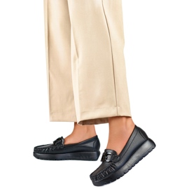 Mocassins compensés pour femmes 24-21339B noir le noir
