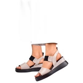 Sandales compensées pour femmes GD-LH2002T, beige