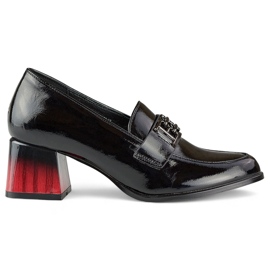 Escarpins laqués avec décoration GD-FL478-B Noir le noir