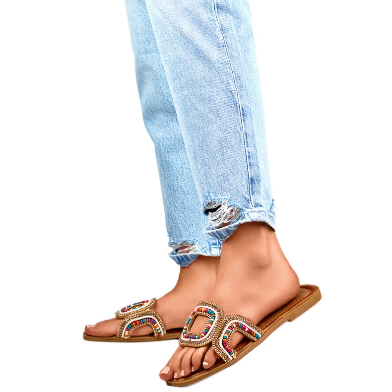 Tongs femme avec perles 1122MIX multicolore