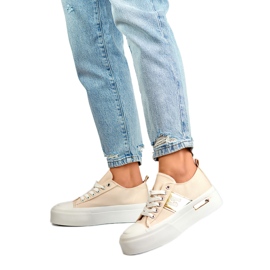 Baskets pour femmes sur la plateforme LY100BE beige