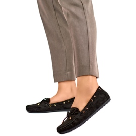 Mocassins femme QQ5B avec nœud noir