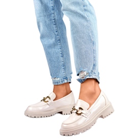 Mocassins pour femmes avec décoration dorée OH31-2LT/BE beige