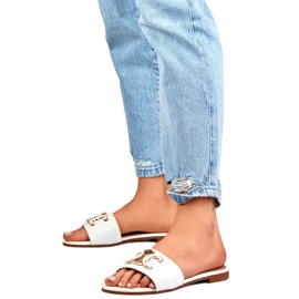 Tongs pour femmes 5174W avec décoration blanc