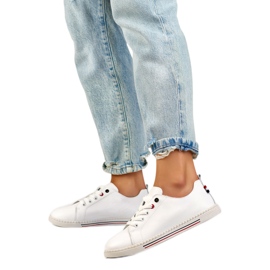 Baskets en cuir pour femmes 24-87967W blanche
